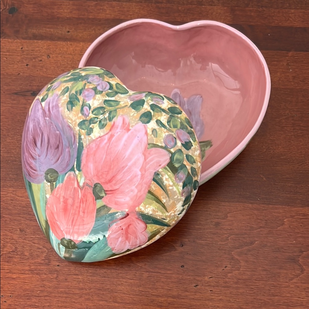 Floral Heart-Shaped Ceramic Hand Painted